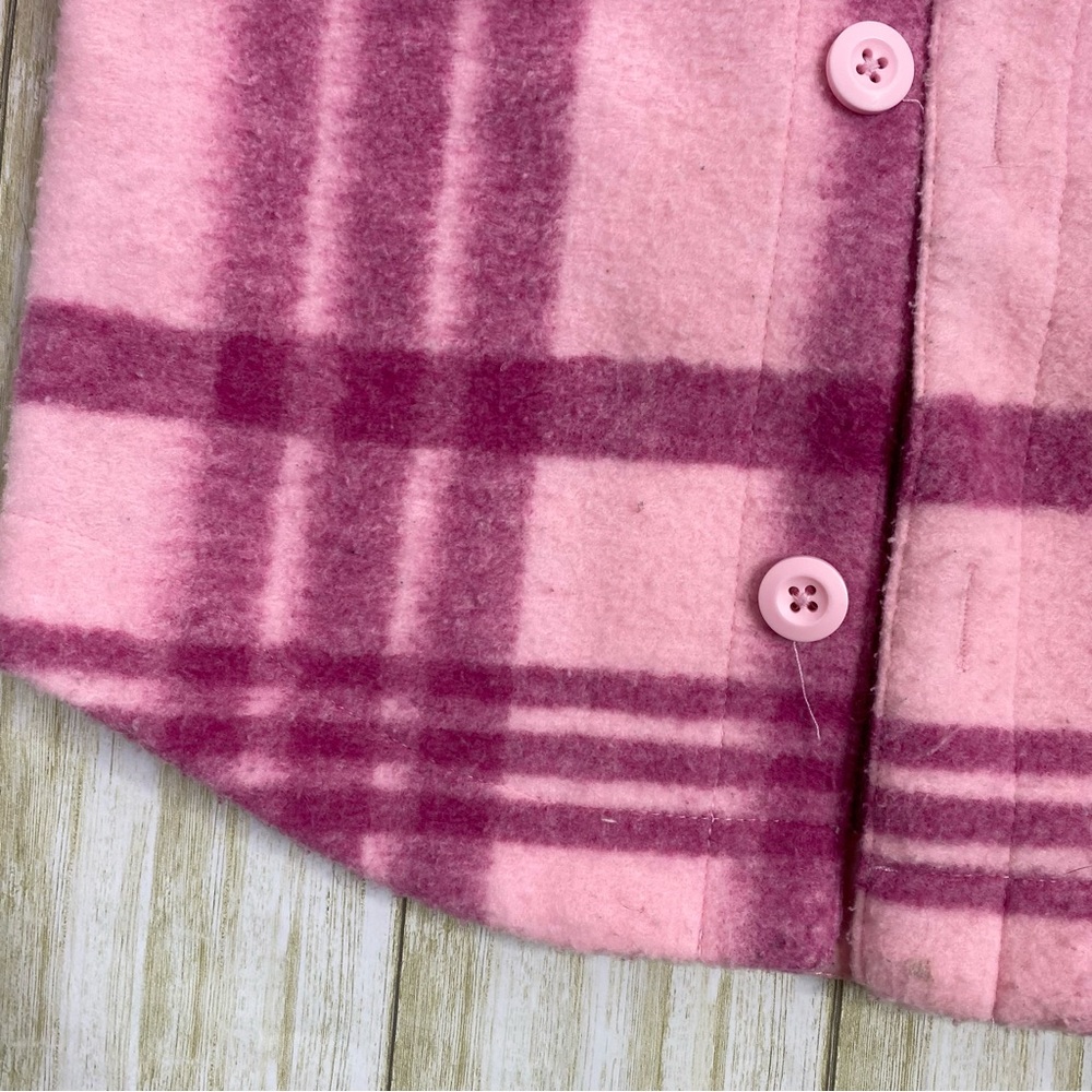 Hanna Andersson Pink Plaid Faux Wool Felt Shirt Jacket Shacket - Picture 5 of 8